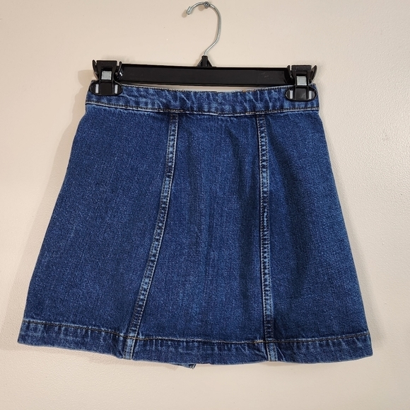 Topshop Button Front Western Denim Mini Skirt Size 2 - Picture 3 of 7